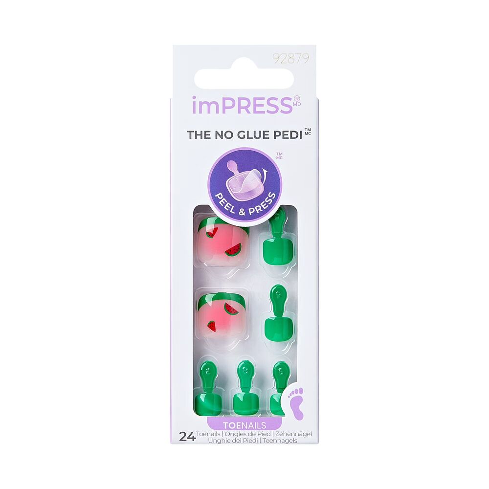 KISS imPRESS Press On Pedicure Salty Wind Women OS Pink Watermelon Beachy Vibe
